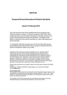 Staff Draft Proposed Revised International Valuation Standards