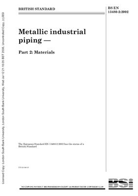 BS EN 13480-2: 2002 Metallic industrial piping - Part 2: Materials (Eng)