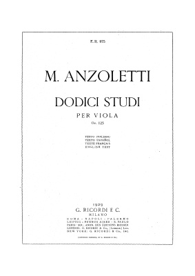 Anzoletti M. Dodici studi per viola op.125