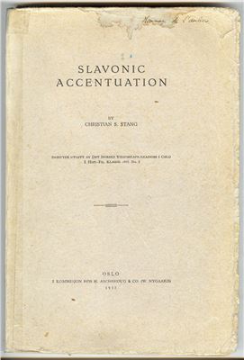Stang Christian S. Slavonic Accentuation