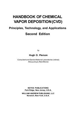 Pierson, H.O. Handbook of Chemical Vapor Deposition: Principles, Technologies and Applications