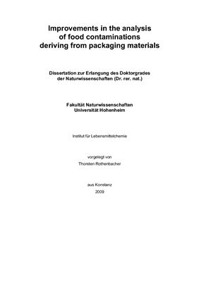 Rothenbacher T. Improvements in the analysis of food contaminations deriving from packaging materials
