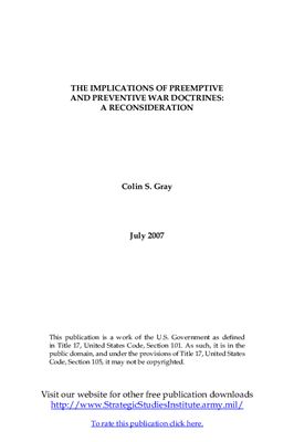 Gray, Colin S. The Implications of Preemptive and Preventive War Doctrines: A Reconsideration