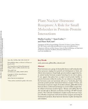 Lumba S., Cutler S., McCourt P. Plant Nuclear Hormone Receptors: A Role for Small Molecules in Protein-Protein Interactions