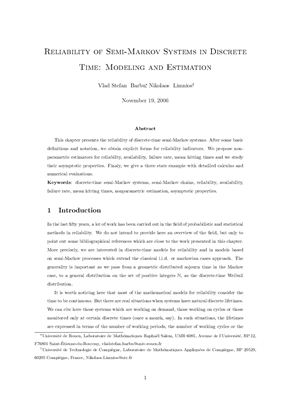 Vlad S. Reliability of Semi-Markov Systems in Discrete Time: Modeling and Estimation