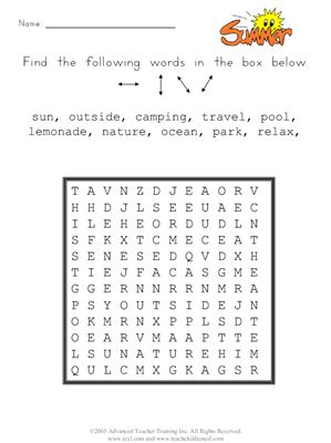 Word Search - Summer