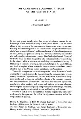 Engerman S.L., Gallman R.E. The Cambridge Economic History of the United States, Vol. 3: The Twentieth Century