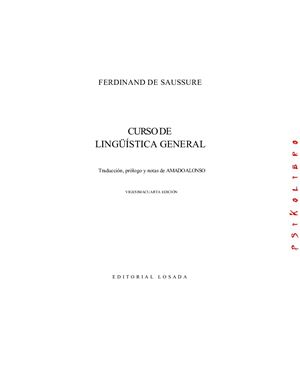 Saussure de Ferdinand. Curso de ling??stica general