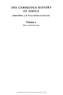 Fage J.D. The Cambridge History of Africa, Volume 2: From c. 500 BC to AD 1050