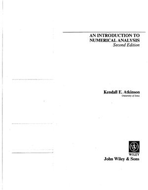 Atkinson K. An Introduction to Numerical Analysis