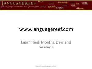 Learn hindi months, days and seasons