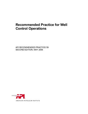API RP 59-2006 Recommended Practice for Well Control Operations