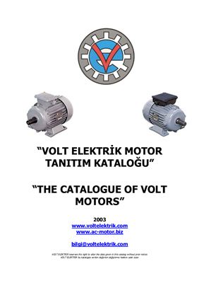 Каталог - The catalogue of Volt motors 2003