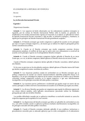 Закон О Международном частном праве Венесуэлы 1998 г