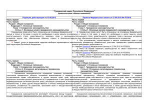 Изменение в Гражданский Кодекс РФ. Сравнительная таблица