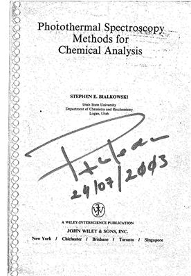 Bialkowski S.E. Photothermal Spectroscopy Methods for Chemical Analysis