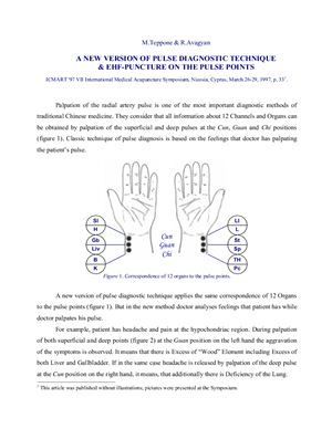 Teppone М., et al. New Version of Pulse Diagnostic Technique &amp; EHF-Puncture on the Pulse Points
