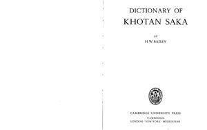 Bailey H.W. Dictionary of Khotan Saka