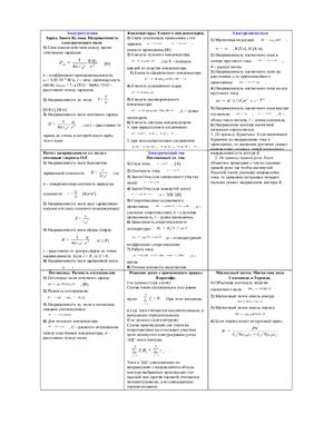 Шпора - формулы (электричество и электромагнетизм)