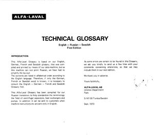 Technical Glossary. English - Russian - Swedish