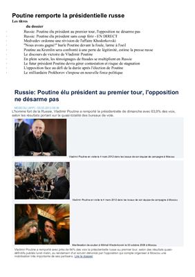 Élection présidentielle en Russie (suite). Статьи для реферирования для студентов III-V курсов языковых вузов