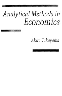 Takayama A. Analytical Methods in Economics