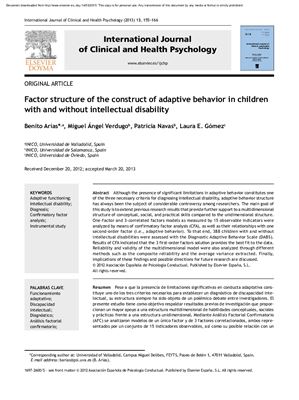 B.Arias, M. Verdugo, P. Navas, L. Gomez. Factor structure of the construct of adaptive behavior in children with and without intellectual disability