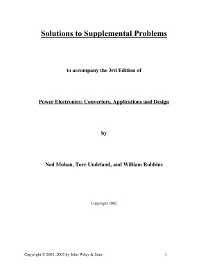 Mohan N. Solutions to Supplemental Problems