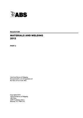 ABS. Rules for Materials and welding 2012. Part 2