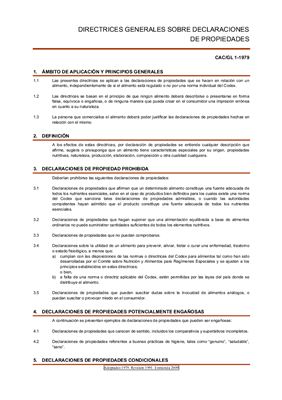 CAC/GL 1-1979 Directrices Generales sobre Declaraciones de Propiedades