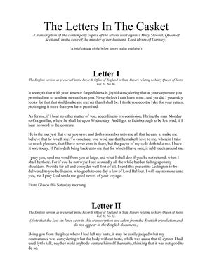 Письма из ларца (письма шотландской королевы М. Стюарт)