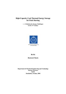 Диссертация Bo He. High-Capacity Cool Thermal Energy Storage for Peak Shaving