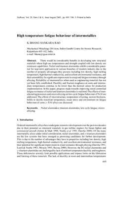 High temperature fatigue behaviour of intermetallics