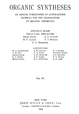 Organic syntheses. Vol. 04, 1924