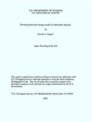 Singer D.A. Revised grade and tonnage model of carbonatite deposits