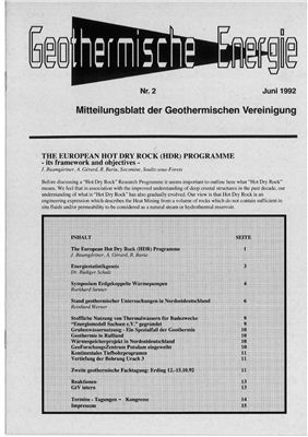 Журнал - Geothermische Energie 1992 №2