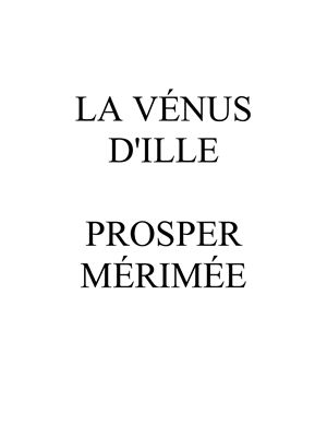 Mérimée Prosper. La Vénus d’Ille