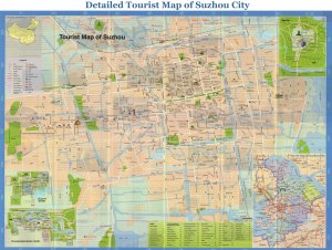 China. Detailed Tourist Map of Suzhou City