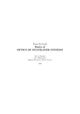 Furman Sh.A., Tikhonravov A.V. Basics of Optics of multilayer systems