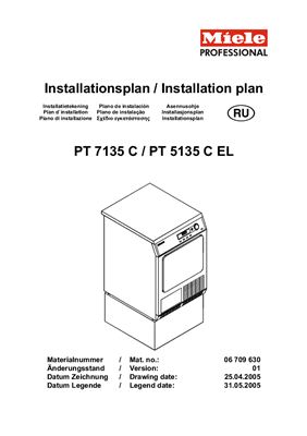 Монтажный план для установки сушильной машины MIELE PT 7135 C + PT 5135 C