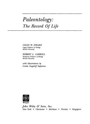 Stearn C.W., Carroll R.L. Paleontology: the record of life