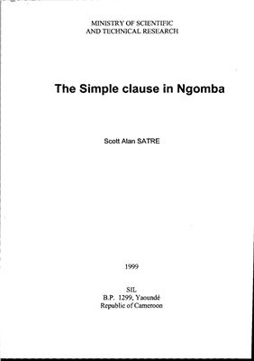 Satre A. Scott. The Simple Clause in Ngomba
