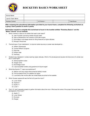 Тест - Rocketry basics work sheet