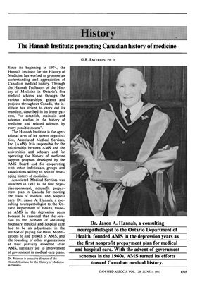 Paterson G.R. The Hannah Institute: promoting Canadian history of medicine
