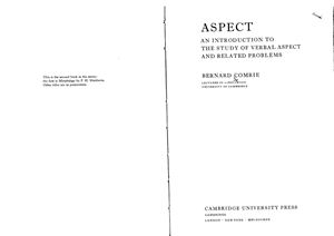 Comrie B. Aspect. An Introduction to the Study of Verbal Aspect and Related Problems