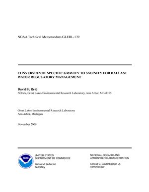 David F. Reid. Conversion of specific gravity to salinity for ballast water regulatory management