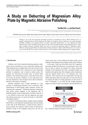 Kim T., Kwak J. A Study on Deburring of Magnesium Alloy Plate by Magnetic Abrasive Polishing