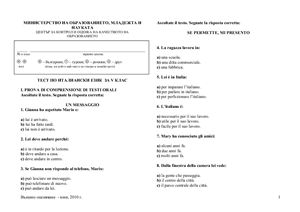 Тест по итальянскому языку для 5 класса МО Болгарии 2010 года