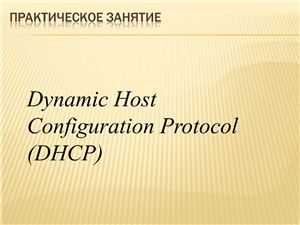 Информационные сети. Семинар 2. Практическое занятие. Dynamic Host Configuration Protocol (DHCP)