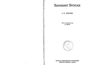 Speijer J.S. Sanskrit Syntax